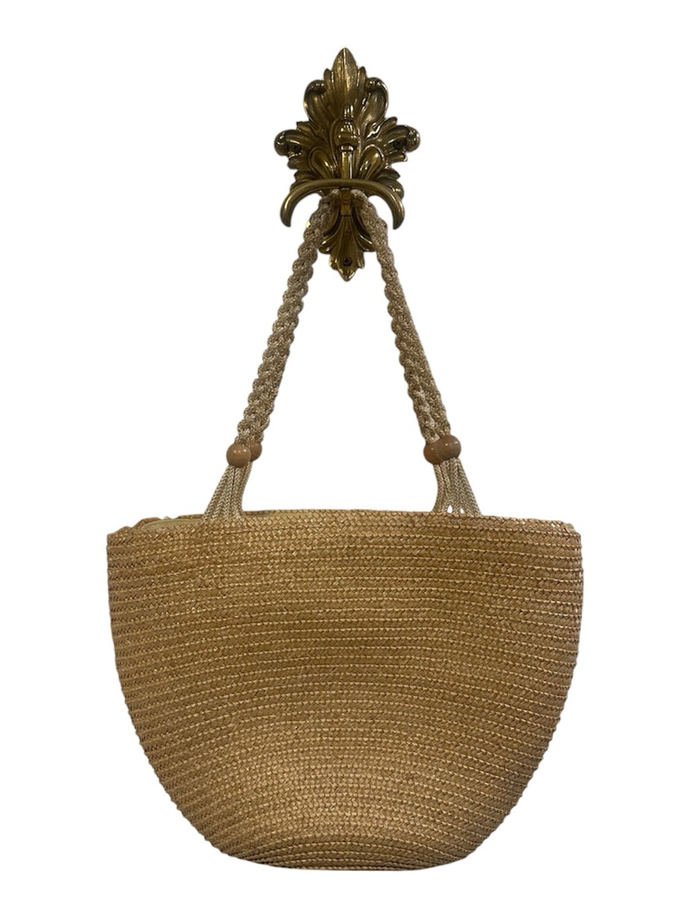 Vintage Tianjin Woven Spring Summer Beach Full Top Zipper Straw Bag 11x2x13 - Picture 10 of 10